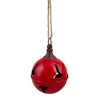 7" Red Metal Jingle Bell Hanging Christmas Decoration