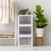 Iris® White Deep Box Chest With Sliding Door, 3 Pack