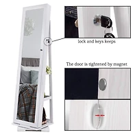 Pearl White Rotatable 2-in-1 Lockable Jewelry Cabinet