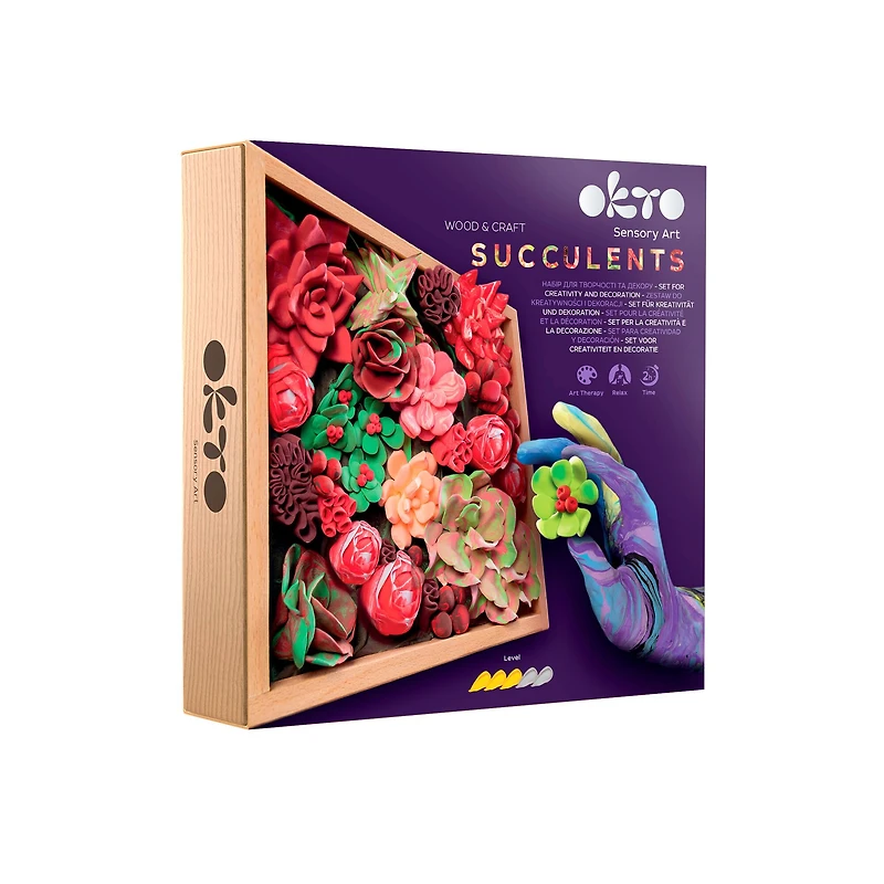OKTO DIY Wood & Craft Passion Succulents Clay Kit