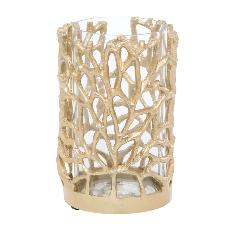 Gold Aluminum Coastal Candle Holder, 8" x 5" x 5"