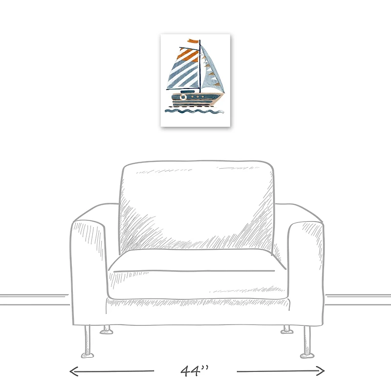 Striped Sailboat 12" x 16" Canvas Wall Art