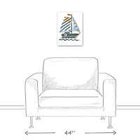Striped Sailboat 12" x 16" Canvas Wall Art