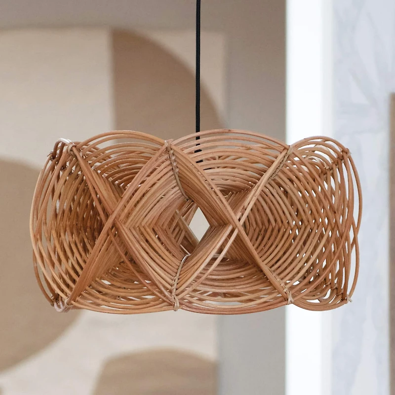 Hello Honey® 21" Natural Modern Woven Rattan Ceiling Light