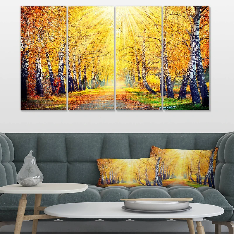 Designart - Yellow Autumn Trees in Sunray