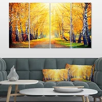 Designart - Yellow Autumn Trees in Sunray