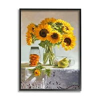 Stupell Industries Farmhouse Sunflower Still Life Country Fruit Jars Framed Wall Art