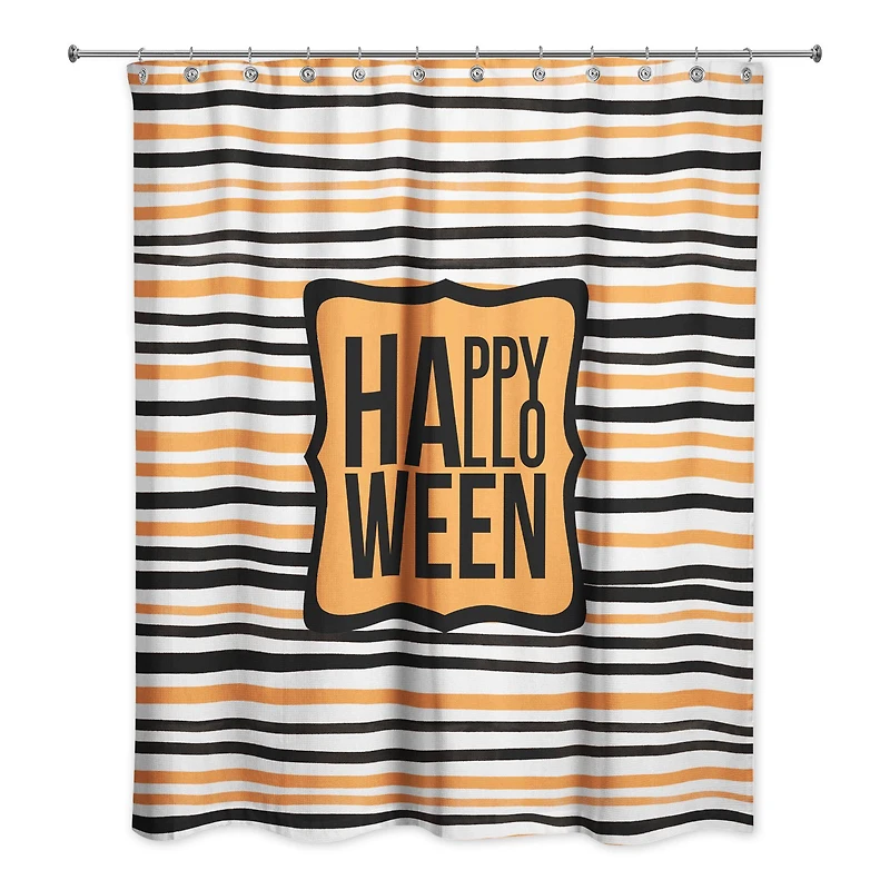 Happy Halloween Stripes Shower Curtain