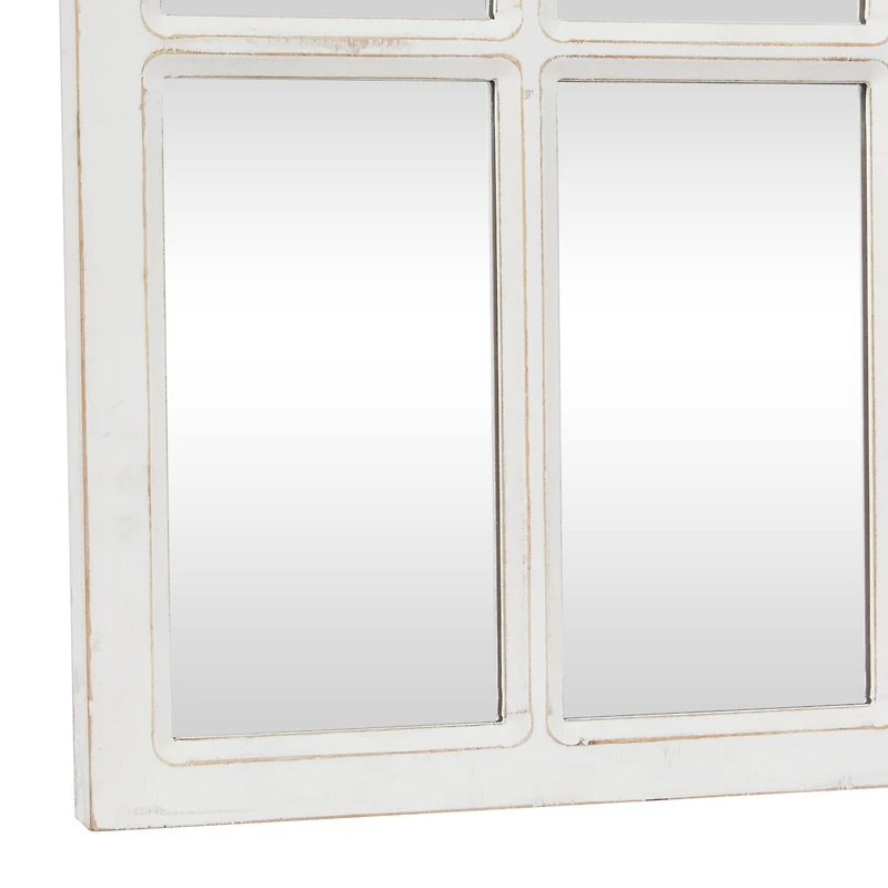White Wood Farmhouse Rectangular Wall Mirror 48" x 22"