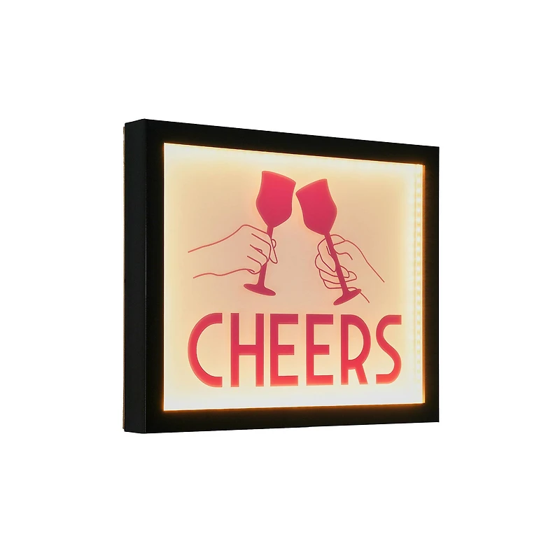 American Art Decor Tipsy Printed Cheers LED Light Box Wall Sign - 14" x 11" x 1.6"