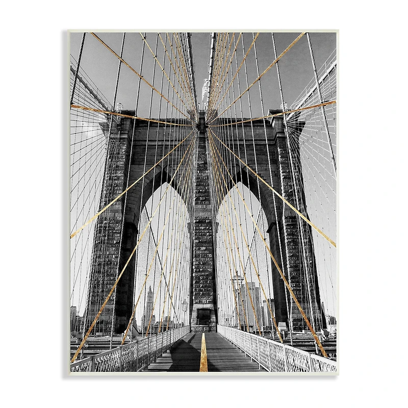 Stupell Industries Brooklyn Bridge Geometric Cable Architecture Design Urban Photography Wall Plaque
