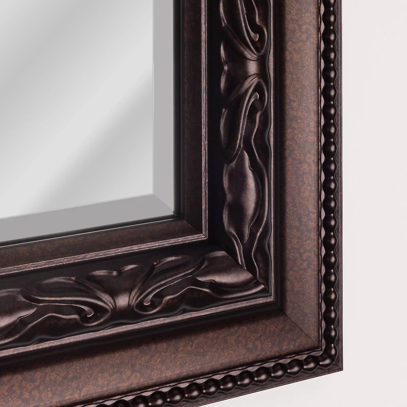 Head West® 36" Addyson Embossed Rich Brown Framed Beveled Wall Mirror