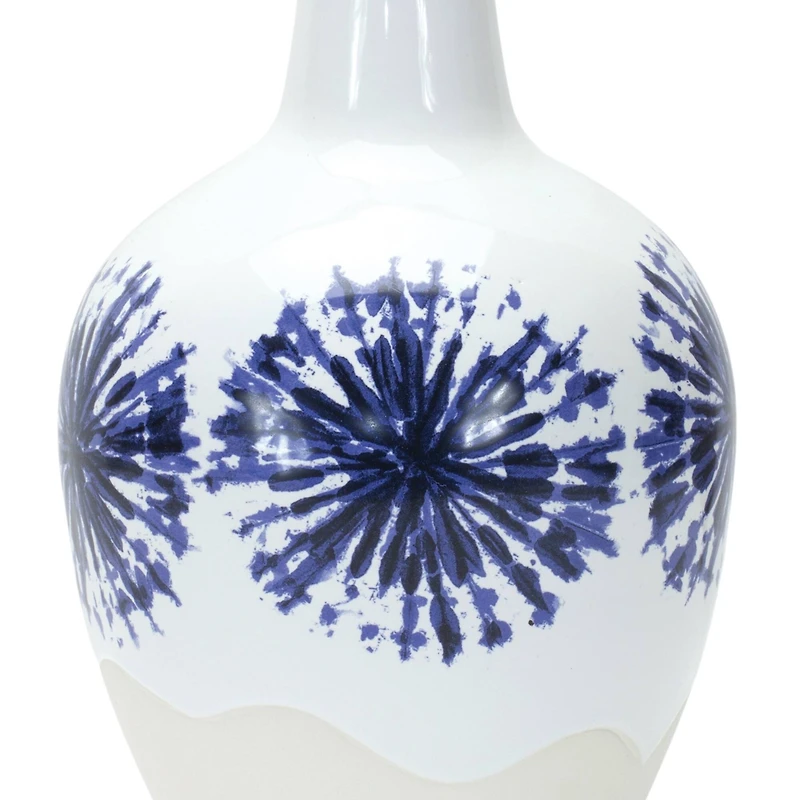 11" Two-Tone Tie Dye Design Ceramic Vase