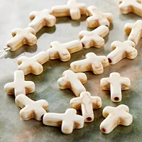 12 Pack:  White Stone Cross Beads, 15mm by Bead Landing™