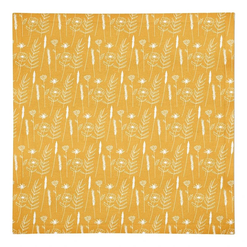 Golden Wheat Flower 10" x 10" Cotton Twill Napkin