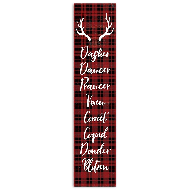 Plaid Reindeer Names 10.5" x 47" Porch Leaner