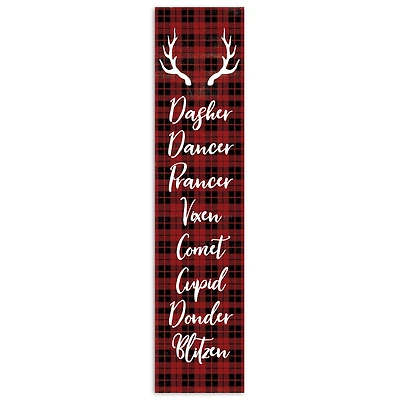 Plaid Reindeer Names 10.5" x 47" Porch Leaner