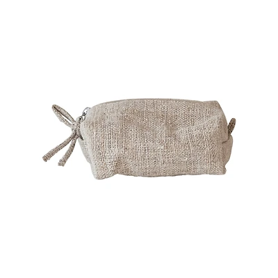 Hello Honey® 7" x 5" Natural Woven Hemp Fiber Zip Pouch with Handle & Cotton Lining