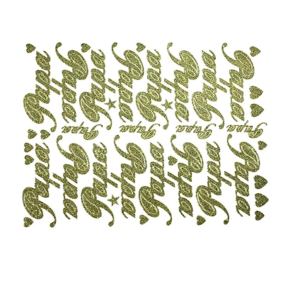 JAM Paper Papa Gold Script Floral Adhesive