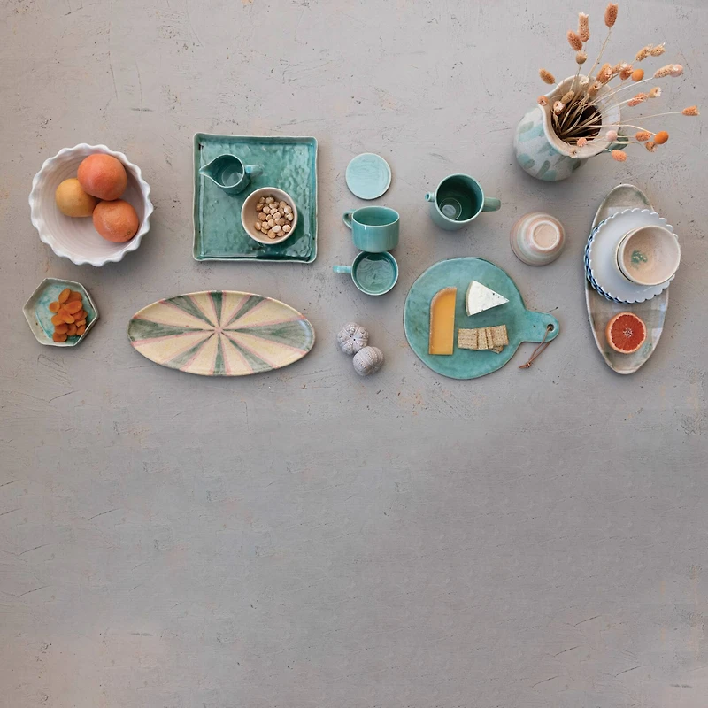 Hello Honey® 11" Square Aqua Reactive Crackle Glaze Stoneware Serving Trays, 6ct.