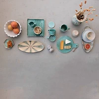 Hello Honey® 11" Square Aqua Reactive Crackle Glaze Stoneware Serving Trays, 6ct.