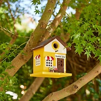 Glitzhome® 9.5" Modern Yellow Wood General Store Birdhouse