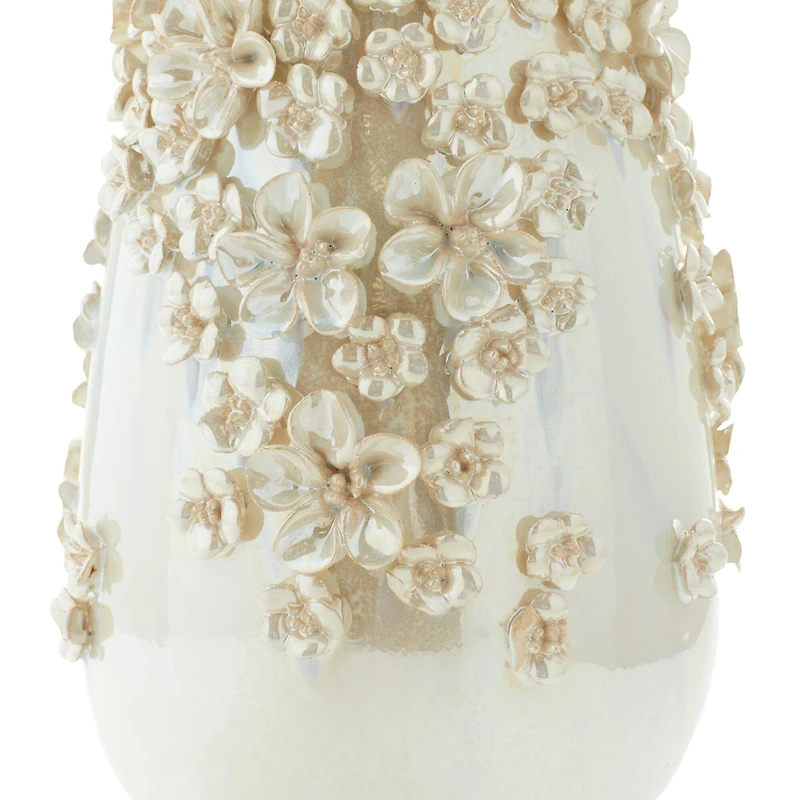 Cream Ceramic Farmhouse Vase, 16" x 9" x 9"