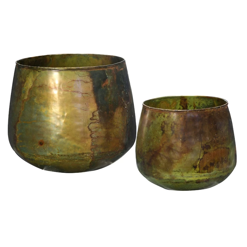 Hello Honey® Oxidized Metal Planters, 2ct.