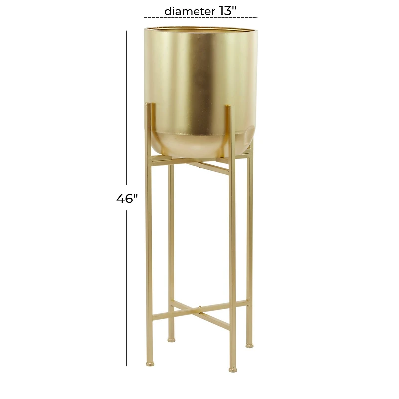 Gold Modern Planter, 13" x 13" x 46"
