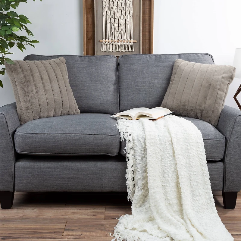 Hastings Home Gray Faux Rabbit Fur Pillows, 2ct.