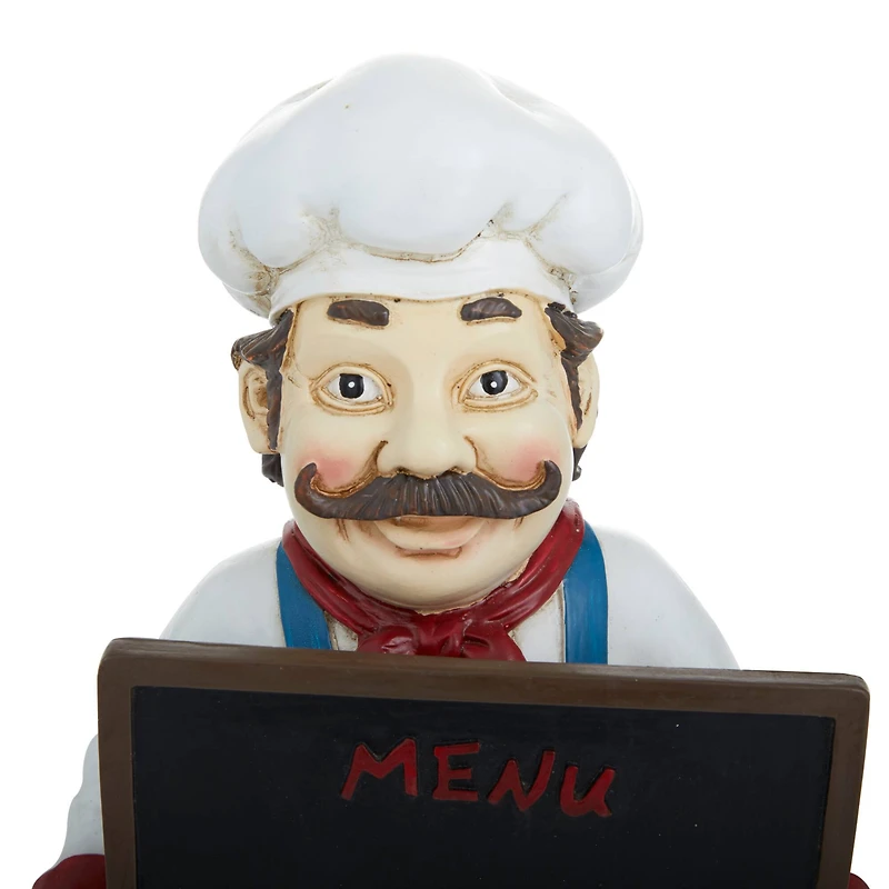13" Polystone Chef with Black Chalkboard Sign