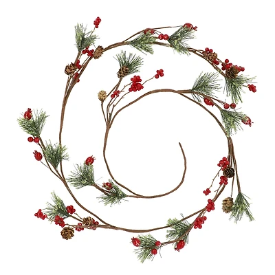 5ft. Snowy Red Berry & Pinecone Coiled Garland by Ashland®