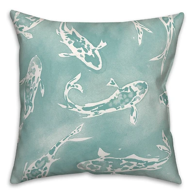Watercolor Koi Throw Pillow