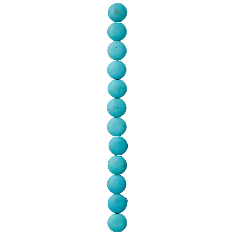 12 Pack:  Turquoise Dyed Howlite Lentil Beads, 12mm by Bead Landing™