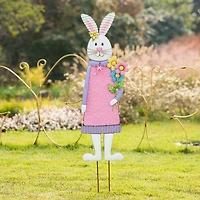 Glitzhome® 36" Easter Bunny Girl Metal Décor
