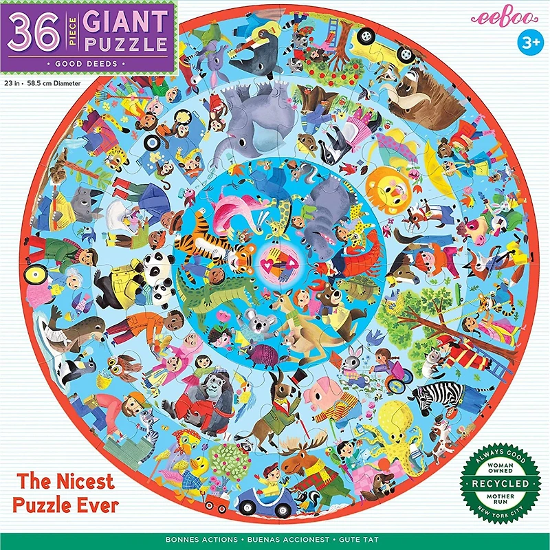 eeBoo Good Deeds 36 Piece Giant Round Jigsaw Puzzle