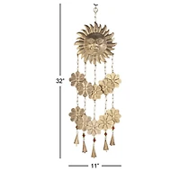 Gold Metal Eclectic Windchime, 11" x 1" x 32"