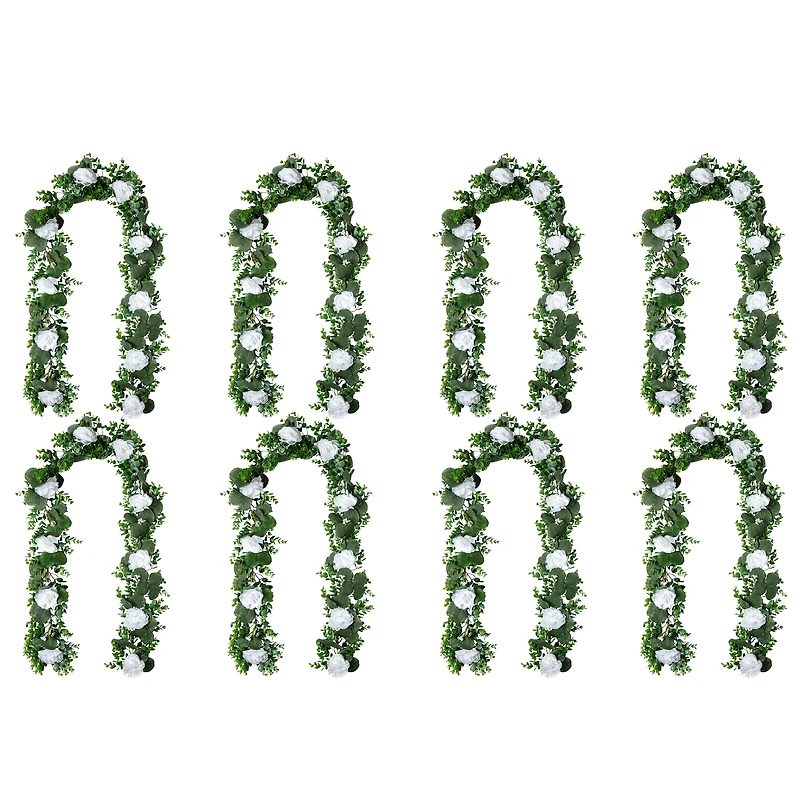 8 Pack: 6ft. White Rose Foliage Garland by Ashland®