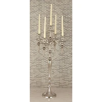 Silver Aluminum Traditional Candlestick Holders, 33x16x16"