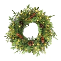 24" Pre-Lit Cypress & Pinecone Wreath by Ashland®