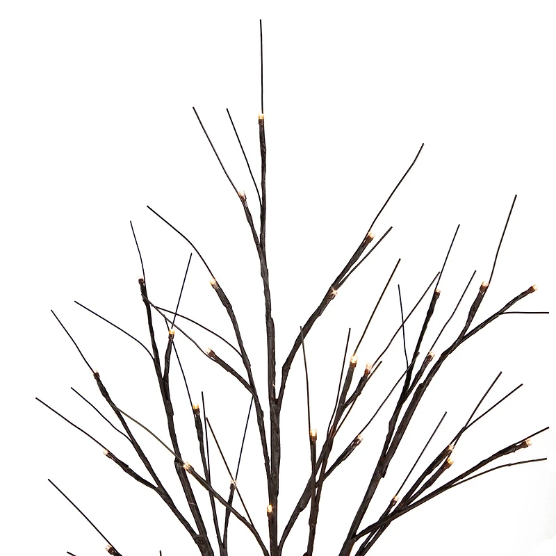 6ft. Pre-Lit Brown Twig Christmas Tree, Warm White LED Lights