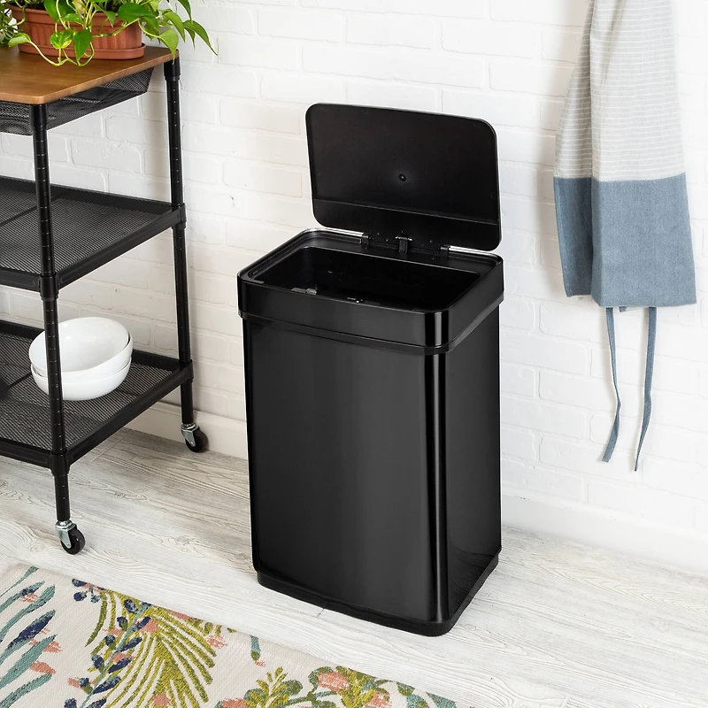 Honey Can Do 50L Black Stainless Steel Trash Can w/ Motion Sensor