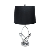 Elegant Designs™ 27" Mod Art Polished Chrome Table Lamp with Black Shade