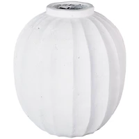 17.75" White Wide Magnesium Oxide Vase with Carved Grooves