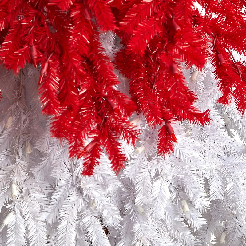 9ft. Pre-Lit Holiday Red Santa Hat Artificial Christmas Tree, White LED Lights