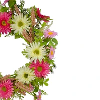 23" Pink & Yellow Chrysanthemum & Berry Floral Spring Wreath