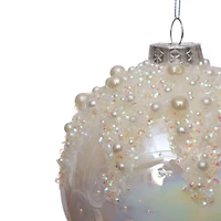 4.75" Iridescent White Glass Ball Ornament with Pearls by Ashland®