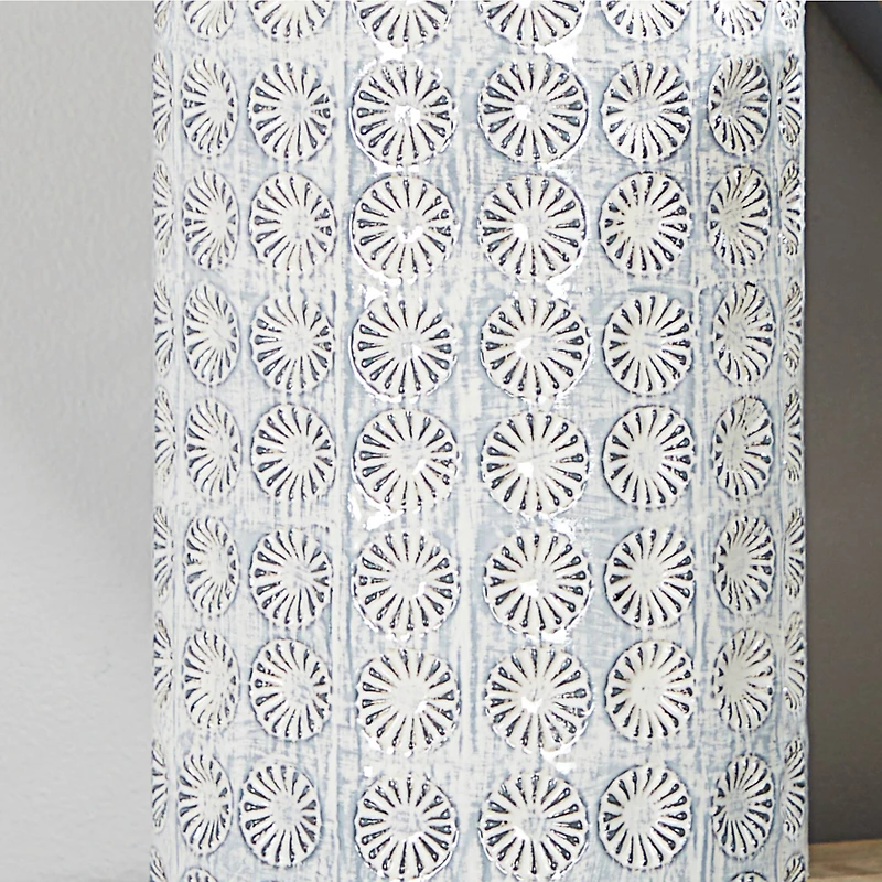 CosmoLiving by Cosmopolitan White Porcelain Coastal Style Vase, 8" x 18"