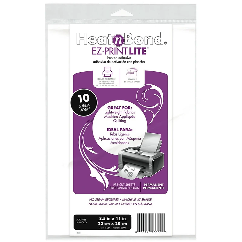HeatnBond EZ-Print Lite Iron-On Adhesive Sheets, 10ct.