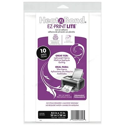 HeatnBond EZ-Print Lite Iron-On Adhesive Sheets, 10ct.
